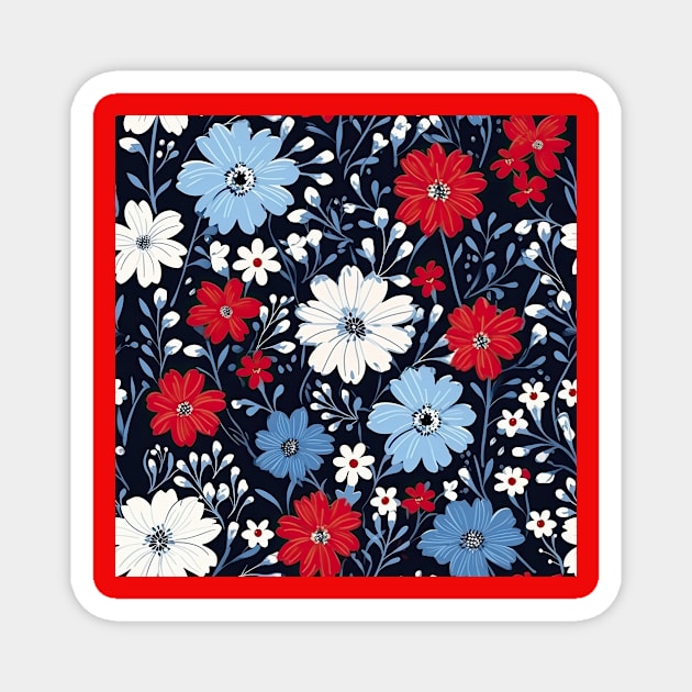 Red White & Blue Daisies Magnet by Queen of the Minivan