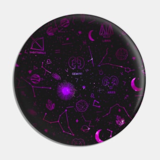 Star sign pattern - pink Pin