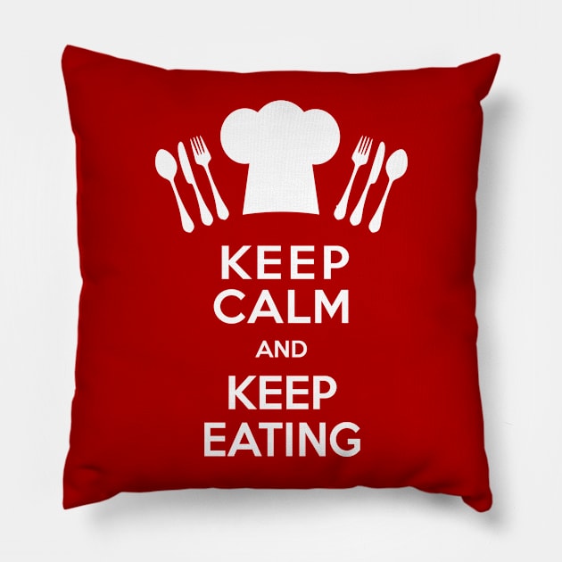 Keep Calm and Keep Eating Pillow by AntiqueImages