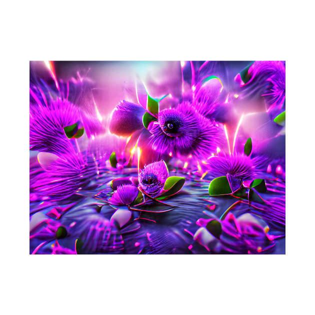 Purple Color Flowers in Forest Art by Designso