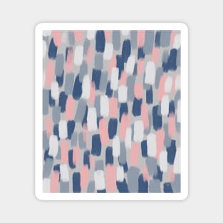 Abstract, Navy Blue, Grey and Blush Pink Paint Brush Effect Magnet
