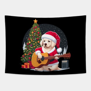 Golden Retriever Playing Guitar Christmas Tapestry