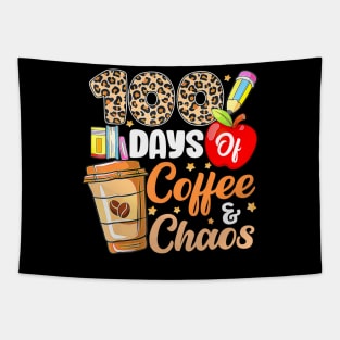 100 Days Of Coffee Chaos 100Th Day Of School Teacher Kid Tapestry