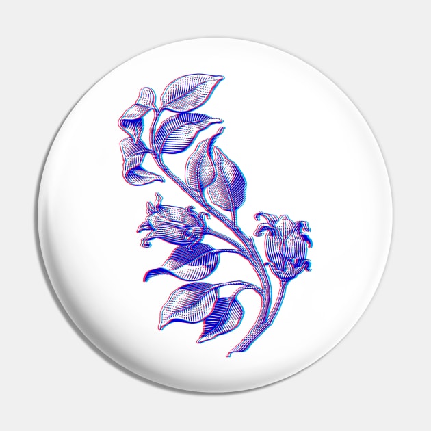 Vintage Floral 3D Style Illustration Pin by DankFutura