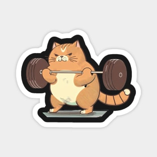 Cat Weightlifting Work Out Funny Gym Design Magnet