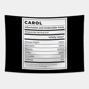 Funny Food Label Female Ingredients CAROL Tapestry