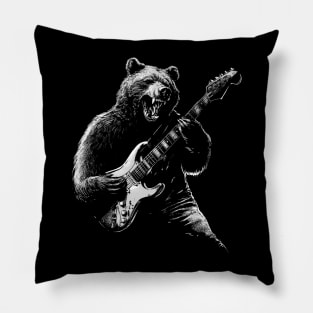 Grizzly Grooves: Bass Master Bear Guitar Player Pillow