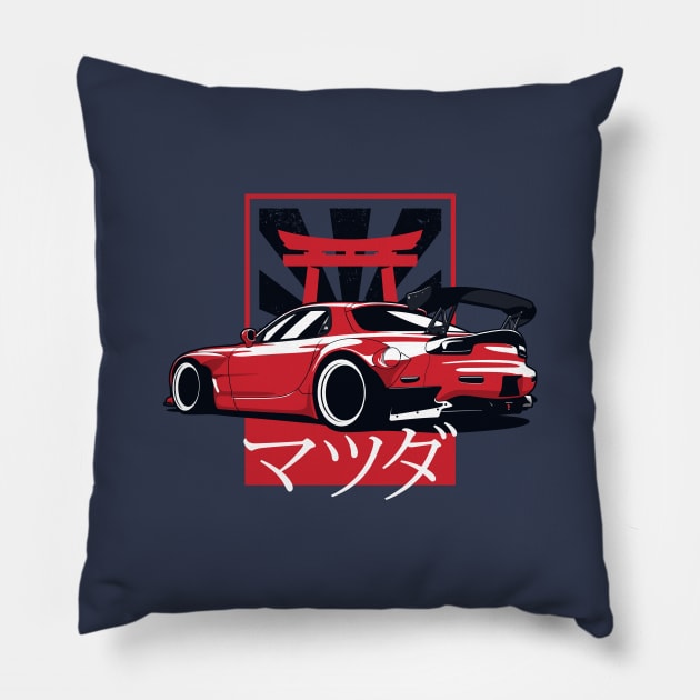 Red RX7 Widebody Pillow by KaroCars