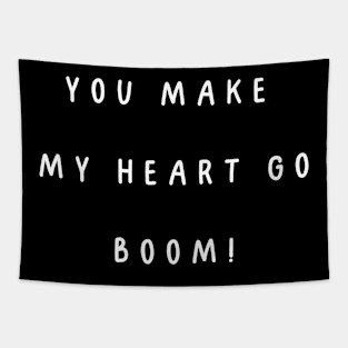 You make my heart go boom! Valentine, Couple Tapestry