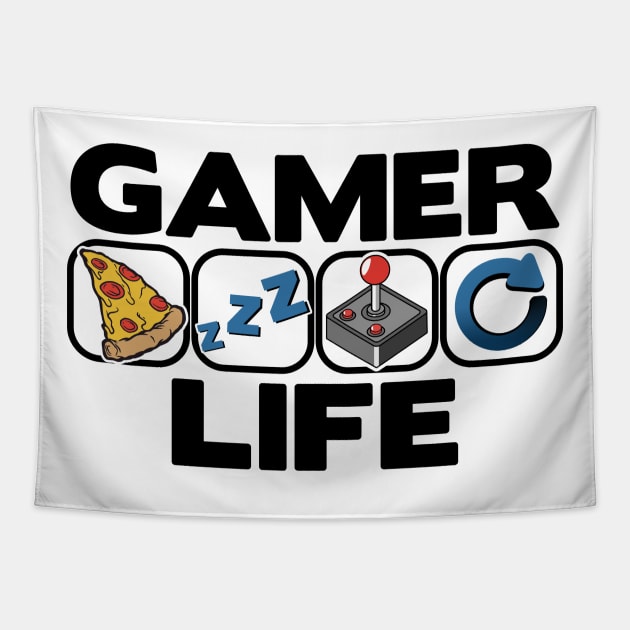 Gamer Life Eat Sleep Repeat Level Up Jahr Birthday Gaming Tapestry by Kuehni