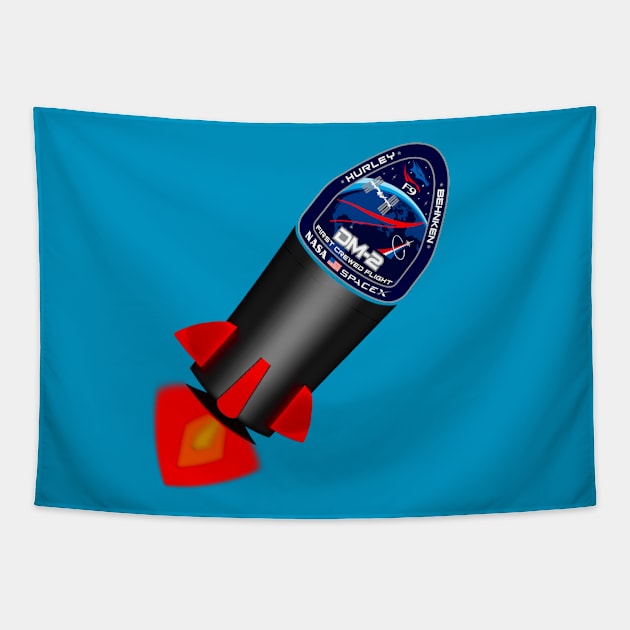 Flying Falcon with Spacex NASA DM-2 patch Tapestry by Adaba