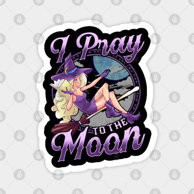 Halloween Witch I Pray To the Moon Anime Manga Vintage Magnet by creative