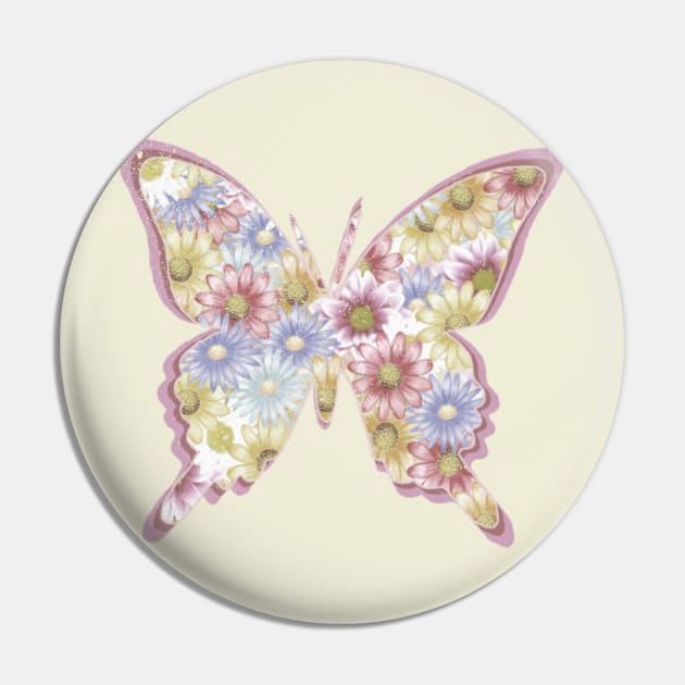 Bohemian Boho  Hippie Butterfly Flowers Vintage Pin by Sassee Designs