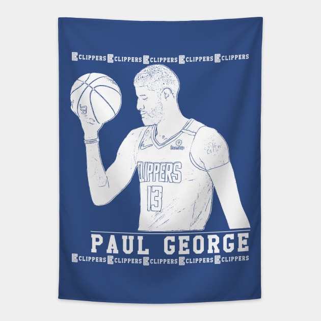 Paul george | White || Clippers Tapestry by Aloenalone