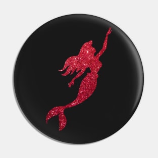 Red Faux Glitter Mermaid Silhouette Pin