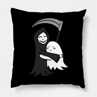 Grim Reaper & Ghost Hug | Friendship | Azrael & Specter Embrace Pillow