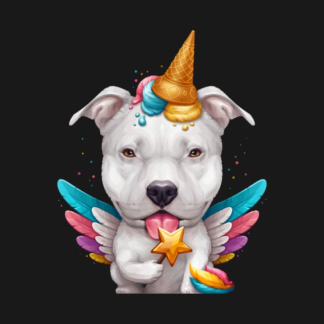 White Pitbull Ice Cream Unicorn by stonemask