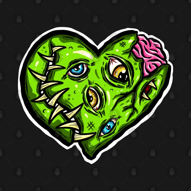 Zombie Heart Tooth Brain Green Valentines Day by Squeeb Creative