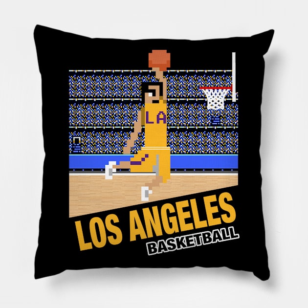 Los Angeles Basketball 8 bit pixel art cartridge design Pillow by MulletHappens