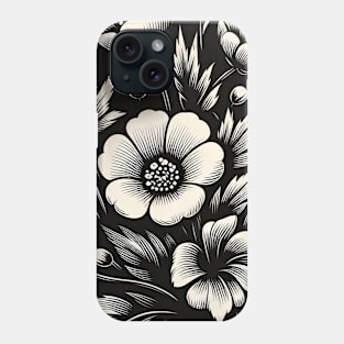 Black and White Floral Phone Case