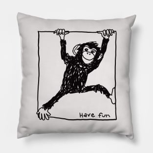 funny monkey having fun Pillow