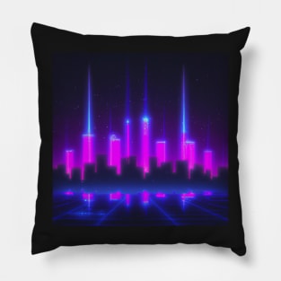 Synthwave neon city Pillow