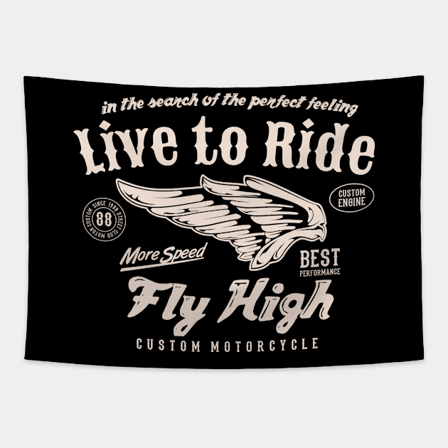 Live To Ride Motorcycle  vintage fly high Tapestry by SpaceWiz95