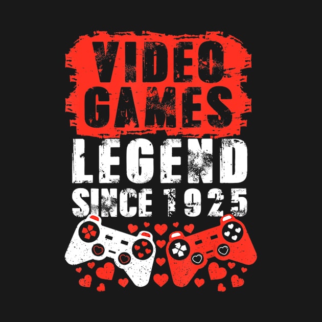 Gaming 1925 Birthday Video Games Birthday Gamer by Zak N mccarville