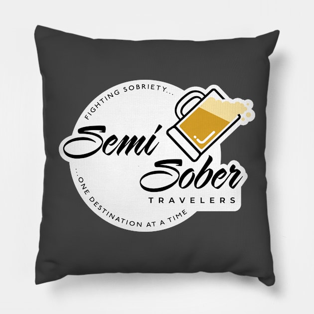 Semi-Sober Traveler Beer with solid background Pillow by Speed & Sport Adventures