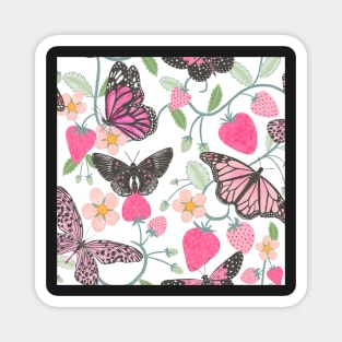 Strawberry butterflies Magnet