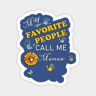 Grandmother Quote & Graphic Design Sunflower, Butterflies and Handprints Mamaw, Grandma Magnet