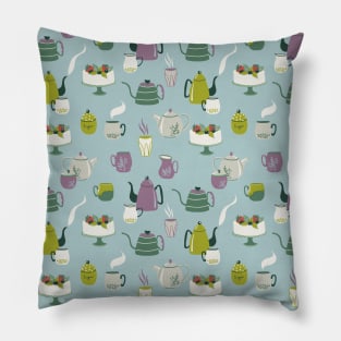 Pattern with ceramic kitchenware and cake Pillow