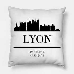 LYON FRANCE BLACK SILHOUETTE SKYLINE ART Pillow