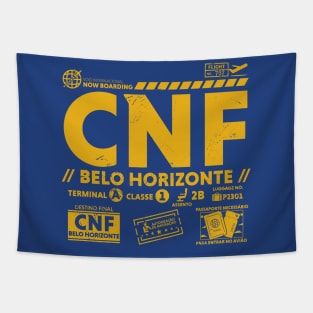 Vintage Belo Horizonte CNF Airport Code Travel Day Retro Travel Tag Tapestry