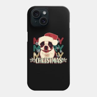 Cute Boston Terrier Merry Christmas Phone Case