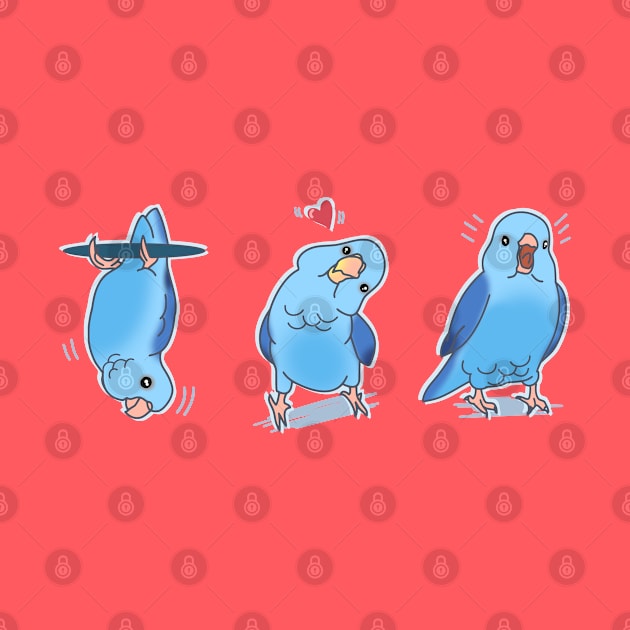 Three Blue parrotlet doodles by FandomizedRose