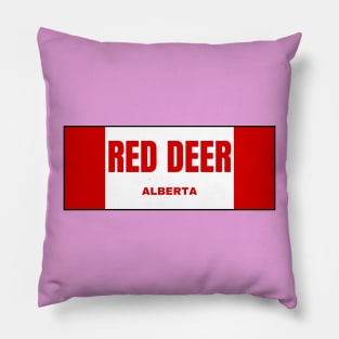 Red Deer City in Canadian Flag Colors Pillow