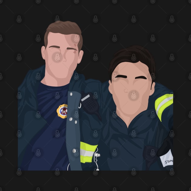 Evan 'Buck' Buckley & Albert Han | 911 by icantdrawfaces