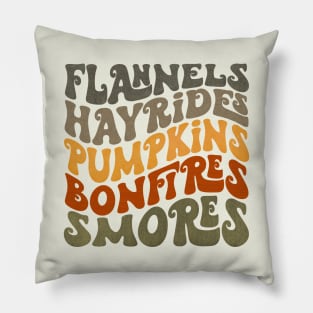 Flannels Hayrides Pumpkins Bonfires Smores Pillow