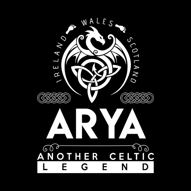 Arya Name T Shirt - Another Celtic Legend Arya Dragon Gift Item by harpermargy8920