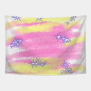 Yellow red watercolor glitter sparkle art Tapestry