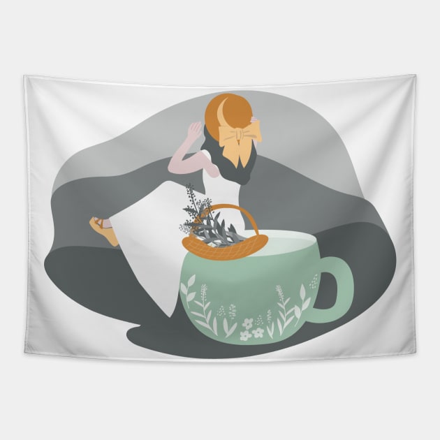 Magic girl in cup Tapestry by Evgenija.S