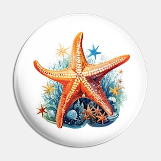 Orange Starfish Pin