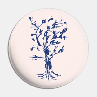 Blue Tree in Expressionistic Style Pin