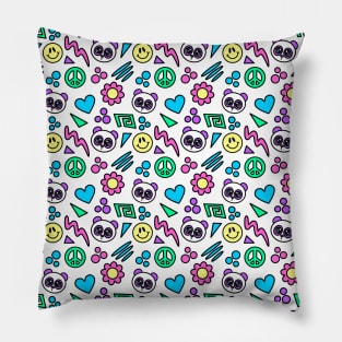 Y2K Pandas on White- 1000Pandas by Amanda Roos Pillow