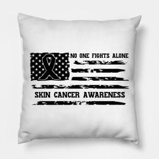 No One Fights Alone Skin Cancer Awareness Pillow