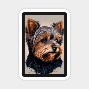 Super Cute Yorkshire Terrier Puppy Portrait Magnet