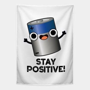 Stay Positive Cute Battery Pun Tapestry