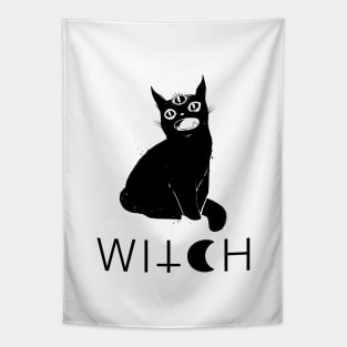 Black Cat Witch Artwork Tapestry