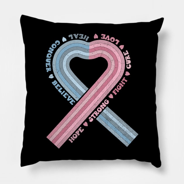 Infant Loss Awareness Pink and Blue Ribbon Pillow by Mastilo Designs